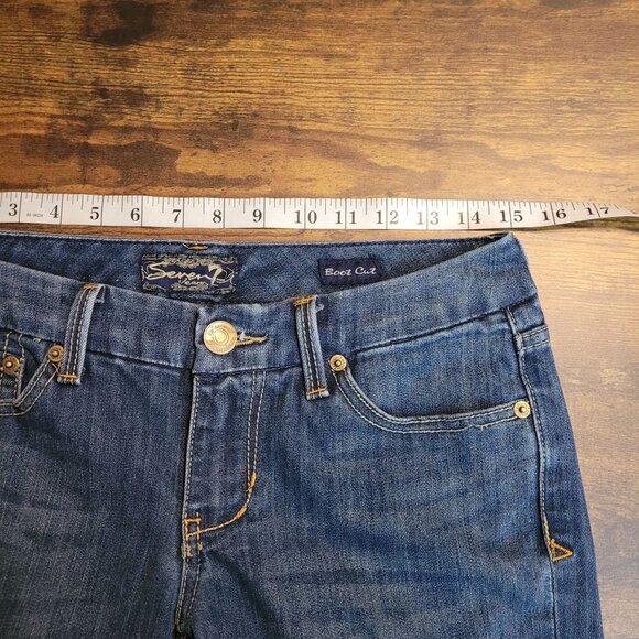 Seven7 Jeans Womens 28 Bootcut Low Rise Medium Dark Wash Stretch Denim Western - Picture 5 of 10